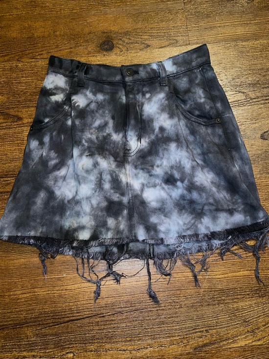 We The Free Dresses & Skirts - We The Free Black Acid Wash Denim Mini Skirt Distressed Edgy Grunge Y2K Size 26